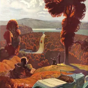 Dunlop 1935 1930s UK the open road great outdoors countryside open top tyres cars