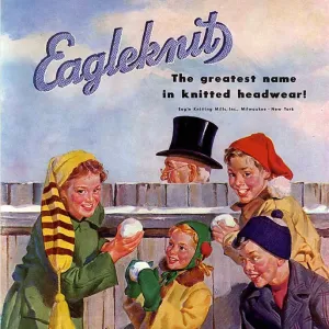 Eagleknit 1950s USA mcitnt childrens hats Eagle Knit snowballs Knitting Mills childrens