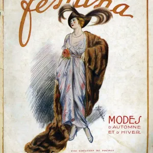 Femina 1913 1910s France cc womens fur hats dresses