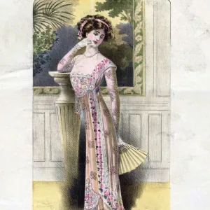 French Fashion 1909 1900s Spain cc womens dresses fans