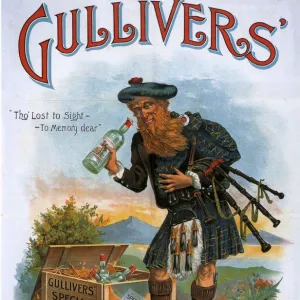 Gullivers 1899 1890s UK whisky alcohol whiskey advert Gullivers Scotch Scottish