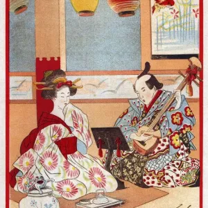 Japanese Music scene 1898 1890s Japan cc japanese tea instruments musical Japanese Music scene 1898 1890s Japan cc japanese tea instruments musical