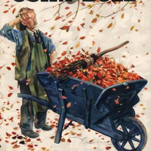 John Bull 1946 1940s UK seasons Autumn leaves wheelbarrows magazines