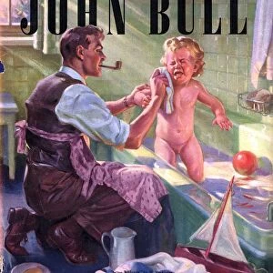 John Bull 1947 1940s UK babies baths fathers pipes smoking decor bathrooms magazines