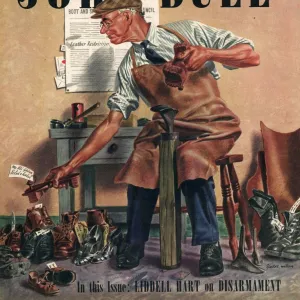 John Bull 1947 1940s UK cobblers shoe menders repairing man shoes magazines repairs