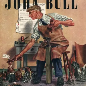 John Bull 1947 Print: UK Cobblers Repairing Men's Shoes