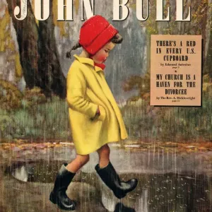 John Bull 1947 1940s UK raining stepping in puddles seasons winter magazines