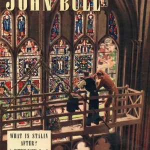 John Bull 1948 1940s UK churches stained glass windows repairs repairing magazines