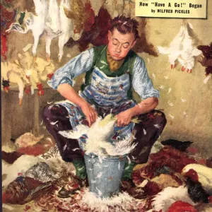 John Bull 1949 1940s UK farms farmers plucking chickens magazines