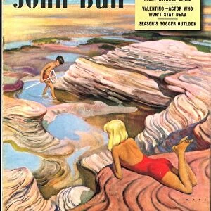 John Bull 1949 1940s UK holidays rocks rock pools fishing nets exploration beaches