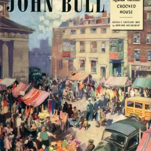 1949 John Bull Print: Village Shopping Scene