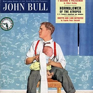 John Bull 1950s UK babies fathers and babies changing nappies dads magazines baby