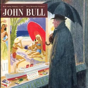 John Bull 1950s UK holidays seasons travel agents raining umbrellas magazines