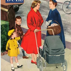 John Bull 1950s UK mothers prams gossiping walking babies magazines baby