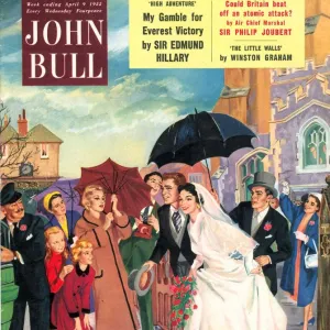 John Bull 1950s UK seasons love marriages weddings brides bridegrooms rain raining