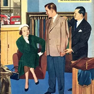 John Bull 1950s UK trying on fittings shopping magazines clothing clothes