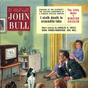 John Bull 1950s UK watching televisions dogs taking the dog for a walk walking the
