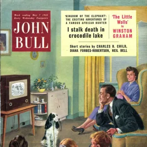 John Bull 1950s UK watching televisions dogs taking the dog for a walk walking the