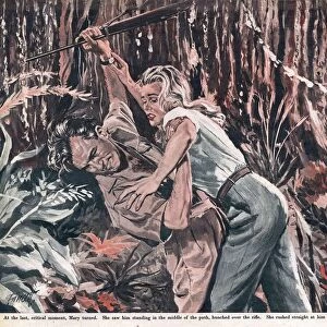 John Bull 1953 1950s UK Fancett womens story illustrations fighting fights men women