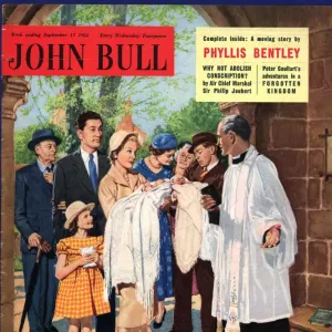 John Bull 1955 1950s UK babies vicars christenings churches priests magazines baby