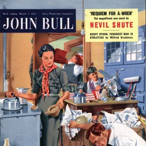 John Bull 1955 1950s UK moving removals housewife housewives packing kitchens woman