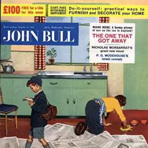 John Bull 1956 1950s UK cleaning housewives housewife scrubbing floors school uniforms
