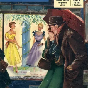 John Bull 1956 1950s UK womens couples window shopping magazines clothing clothes