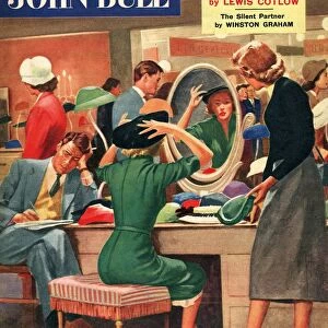 John Bull 1956 1950s UK womens hats shopping bored husbands couples sales magazines