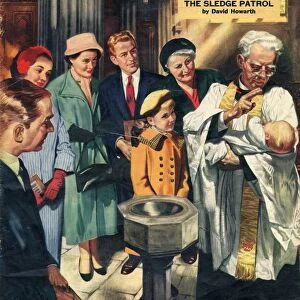 John Bull 1957 1950s UK christenings baptizing churches vicars priests fonts magazines