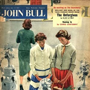 John Bull 1957 1950s UK women friends weddings cakes window shopping dreaming magazines
