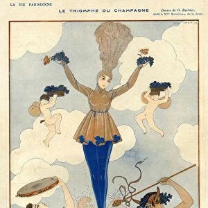 La Vie Parisienne 1916 1910s France George Barbier champagne alcohol grapes celebrations