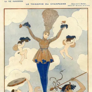 La Vie Parisienne 1916 1910s France George Barbier champagne alcohol grapes celebrations