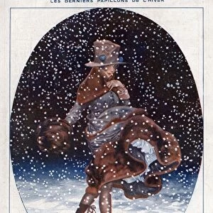 La Vie Parisienne 1918 1910s France C Herouard illustrations snow womens winter hats