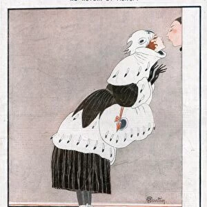 La Vie Parisienne 1918 1910s France C Martin illustrations kissing womens fur mufflers