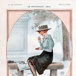 La Vie Parisienne 1918 1910s France cc girls eating hats womens lunch in parks