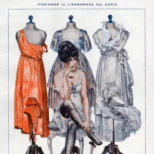 La Vie Parisienne 1919 1910s France C Herouard illustrations womens dresses shopping