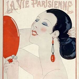 La Vie Parisienne 1919 1910s France George Barbier magazines mirrors earrings vanity