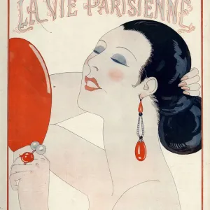 La Vie Parisienne 1919 1910s France George Barbier magazines mirrors earrings vanity