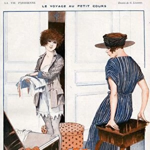 La Vie Parisienne 1919 1910s France Georges Leonnec illustrations packing holidays
