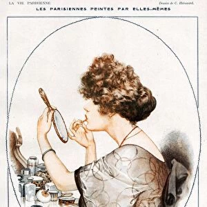 La Vie Parisienne 1919 1910s France illustrations make-up makeup make up applying