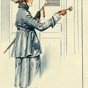La Vie Parisienne 1919 1910s France Maurice Milliere womens coats hats ringing doorbells