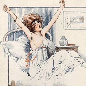 La Vie Parisienne 1919 1910s France Maurice Milliere waking up waking-up yawning