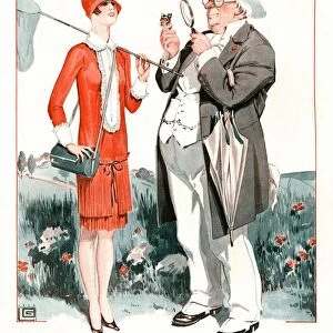 La Vie Parisienne 1920s France cc dirty old men butterfly nets looking magnifying glass