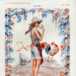 La Vie Parisienne 1920s France cc glamour farms chickens cockerels valentines eggs