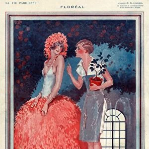 La Vie Parisienne 1920s France Georges Leonnec illustrations womens dresses plants