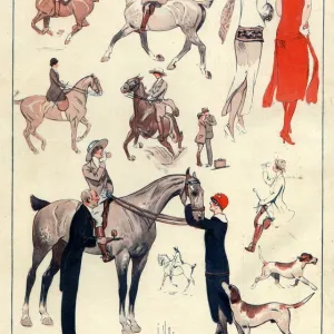 La Vie Parisienne 1920s France L Vallet illustrations woman women riding horses fox