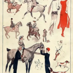 La Vie Parisienne 1920s France L Vallet illustrations woman women riding horses fox