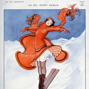 La Vie Parisienne 1922 1910s France Zajac illustrations skiing womens woman winter