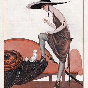 La Vie Parisienne 1922 1920s France Vallee womens hats dogs illustrations dog