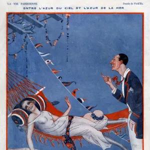 La Vie Parisienne 1923 1920s France Rene Vincent illustrations relaxing hammocks